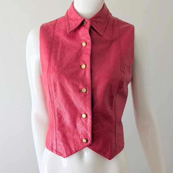 Burberrys Pink Ostrich Leather Vest Vintage 90s Y2K Size 8 - Picture 1 of 9
